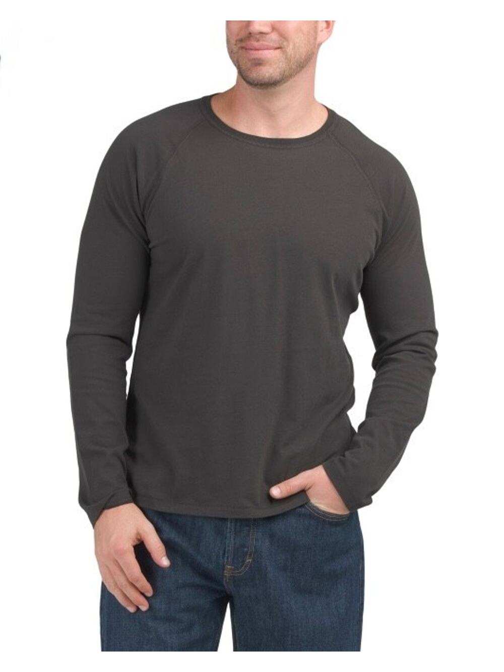 Billy Reid Long Sleeve Sueded Cotton Crew Shirt Charcoal Black XS MSRP $118